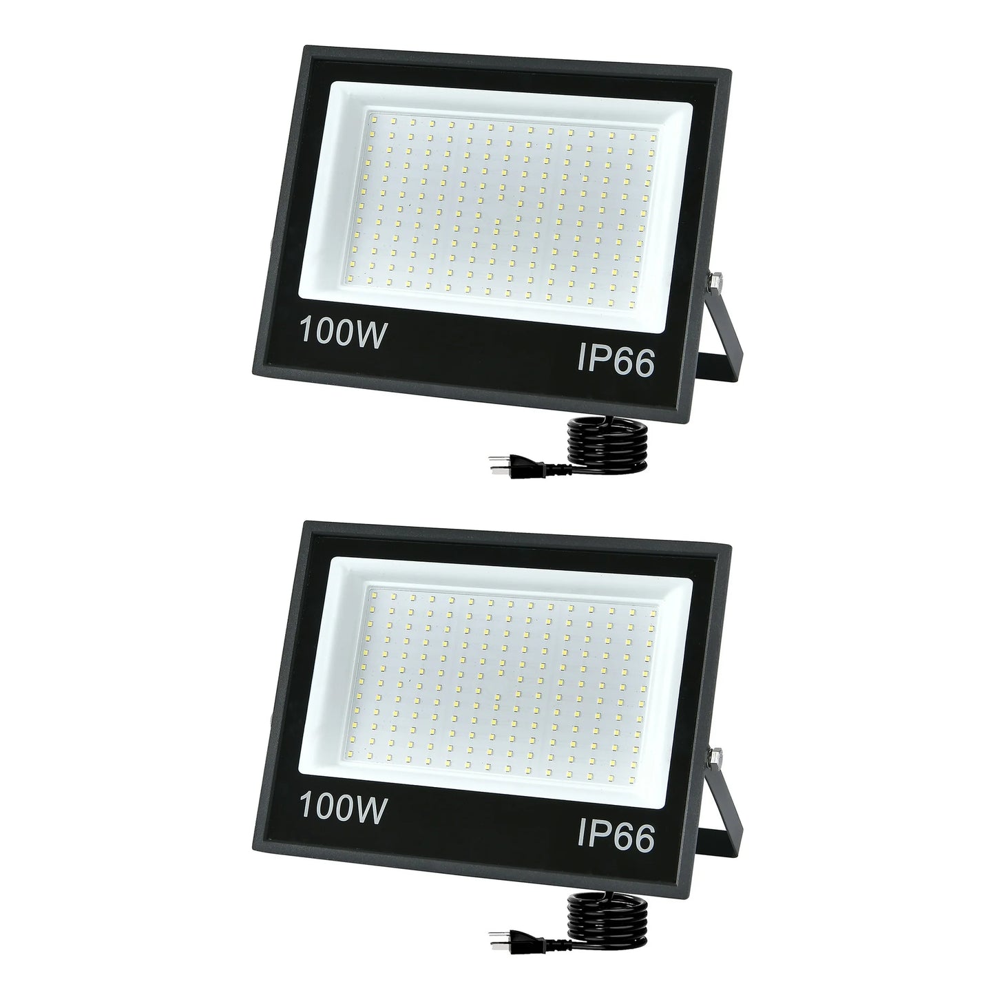 100W Flood Lights, 13500lm Bright LED Work Light with Plug, Daylight White LED Flood Light Outdoor, IP66 Waterproof Security Garage Porch Warehouse Garden Yard Light