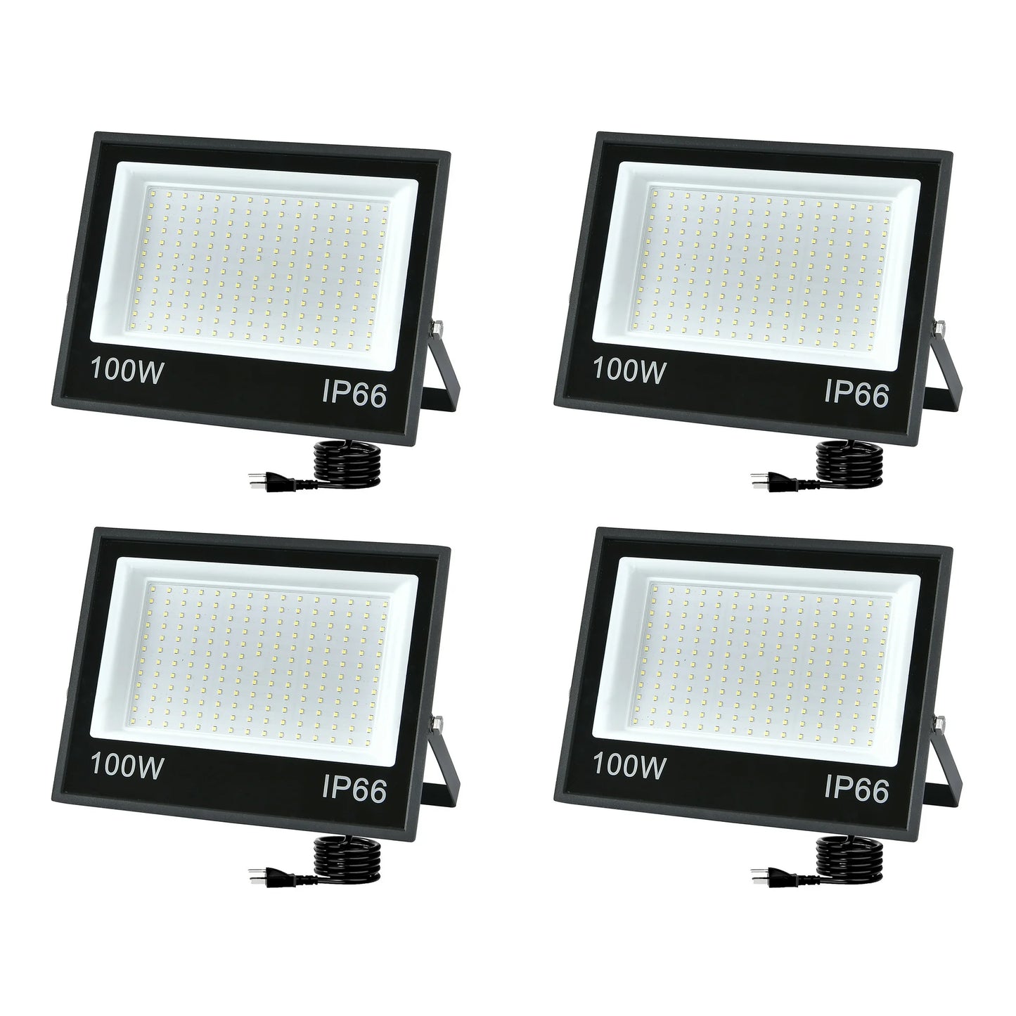 100W Flood Lights, 13500lm Bright LED Work Light with Plug, Daylight White LED Flood Light Outdoor, IP66 Waterproof Security Garage Porch Warehouse Garden Yard Light